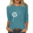 thumbnail image 1 of Jsaierl Hauts à Manches 3/4 pour Femmes 2024 T-Shirts Décontractés à Col Rond Mode T-Shirts à Imprimé Floral Grande Taille Chandails Légers et Confortables, 1 of 3