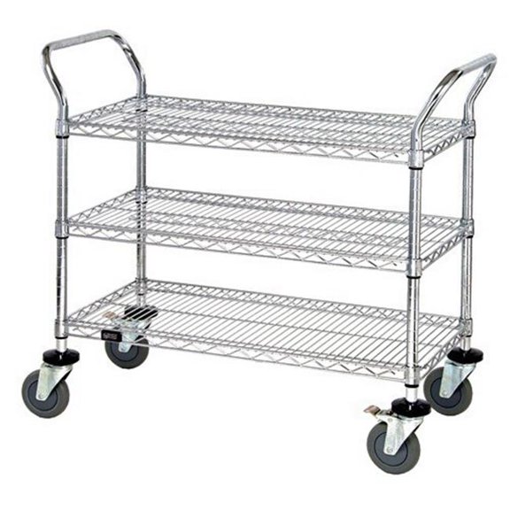 Quantum Storage WRC-1848-3 Wire Shelf Mobile Utility Carts - 18 x 48 in.