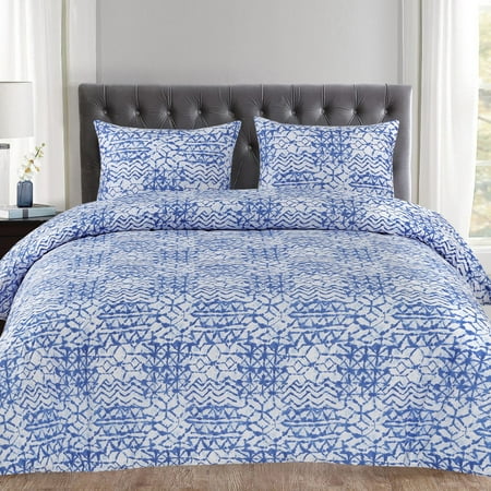 McKenzie Blue Geometric Pattern 3-Piece Duvet Cover Set - Walmart.com