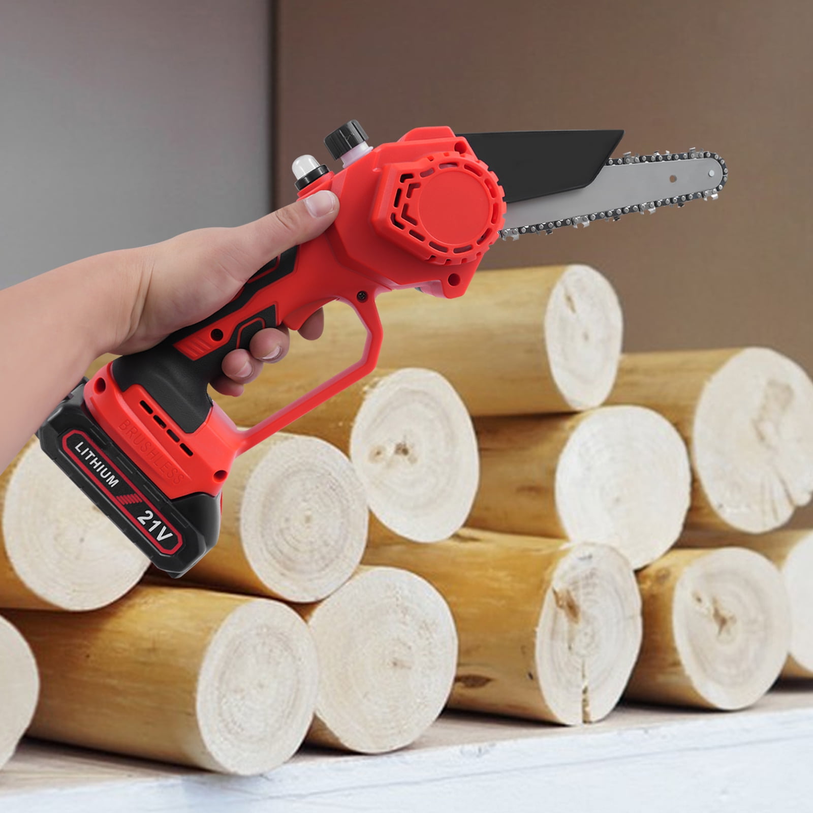 3.15*4.53*22.83 Excellent Black Red Mini Handheld Electric Chain Saw for Home Repairs and Maintenance