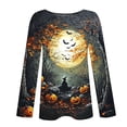 thumbnail image 5 of Ounisa Women's Halloween Print Crew Neck Long Sleeve Top, Soft Casual Pullover with Fun Graphic for Fall Season, 5 of 6
