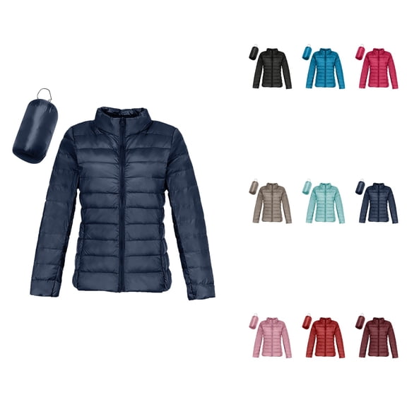 Women's Lightweight Packable Down Jacket – Warm Windproof Winter Coat with Recycled Insulation, Slim Fit Short Puffer Outerwear, No Hood, Zipper Closure