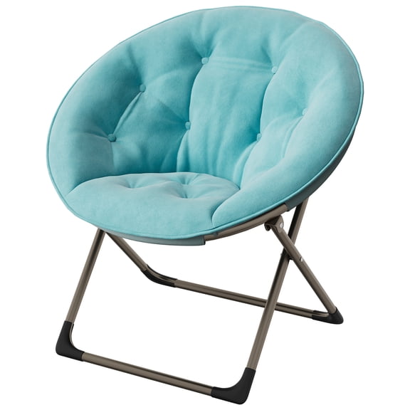 Danolapsi Modern Moon Chair, Saucer Lounge Chair with Sturdy Metal Legs, Soft Round Reading Seat Accent Chair for Bedroom Living Room Dressing Area