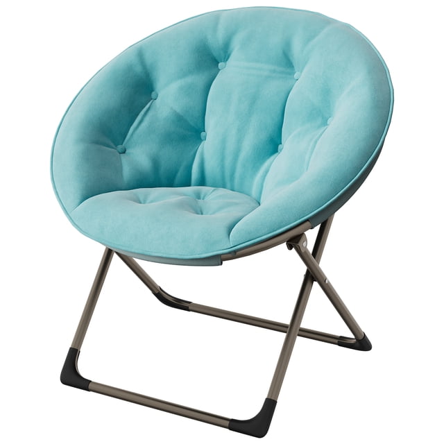 Sillón tipo platillo extragrande y cómodo para el dormitorio y la sala–Sillón plegable tipo luna de suave piel sintética,sillón decorativo mullido con estructura metálica resistente