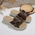 thumbnail image 3 of Guzom Women's Wedge Sandals Low-heeled Open Toe Fashion Casual Summer Slide Sandals ,Brown Shoes,Size 8, 3 of 8