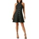 thumbnail image 2 of Vestido de mezclilla para mujer INSPIRE CHIC, con cuello halter, sin espalda, con botones, color negro, talla S, 2 of 6