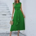thumbnail image 4 of Kaemgyyd Dress for Women Sleeveless Crew Neck Trendy Dresses Solid Tie Waist Ruched Mixi Cocktail Dress for Party, 4 of 5