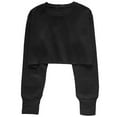 thumbnail image 4 of BLVB Casual Crop Sweatshirt for Women Crewneck Cropped Shirts Workout Long Sleeve Crop Tops Fleece Lined Pullover, 4 of 5
