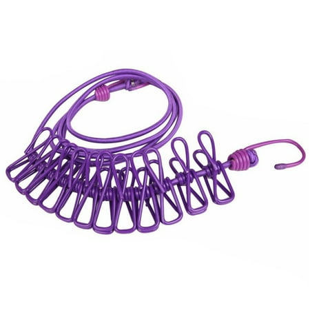 

Shebeky Portable Elastic Windproof Drying Clothes Hanger Clothes Line with 12 Clips
