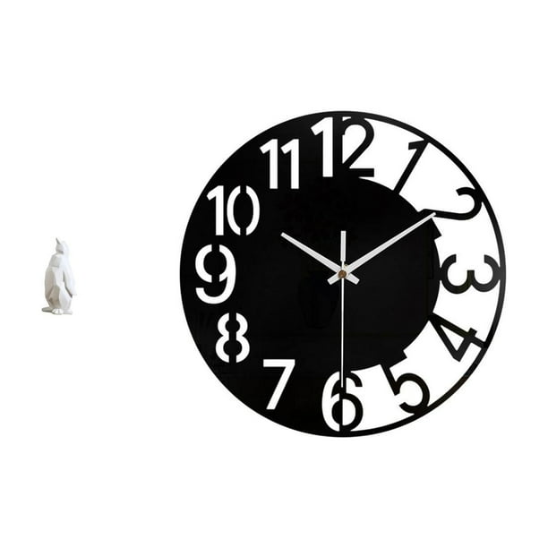 Escultura de pingüino,Escultura de pingüino,decoración nórdica para el hogar,Reloj de pared grande,Reloj de pared acrílico silencioso y moderno,Reloj de pared grande para