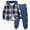 Blue Toddler Boy Sets, variant on Boys Clothes Pants Sets Plaid Long Sleeve Hooded Button Shirt Jacket and Jogger Pants for Kids Fall Winter Outfits 3T to 7T Boys Clothes