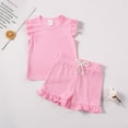thumbnail image 2 of Tkrady Toddler Girl Outfits New Sleeveless Shirt Tops with Bow Shorts Set Cute Suit, Sizes 1-5 Years, 2 of 7