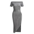 thumbnail image 6 of IDALL Prom Dresses,Formal Dresses Women Off Shoulder High Slit Bodycon Dress Short Sleeve Dresses Graduation Dress,Bodycon Dresses,Petite Dresses Gray Dress XL, 6 of 6