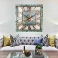 thumbnail image 5 of THE GEARS CLOCK Wall Clock with Real Moving Gears AM-LI_ 24 in Square Aqua-Green, 5 of 10