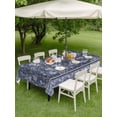 thumbnail image 4 of Outdoor Tablecloth with Umbrella Hole for Patio/Picnic/Party/Camping, Navy Blue Floral Waterproof Table Cloth Rectangle Table Cover Washable, Ethnic Tribe Abstract Art Flowers (60"x 84"), 4 of 8