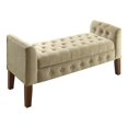 thumbnail image 1 of HomePop Banc de Rangement et Canapé en Velours Traditionnel en Brun, 1 of 15