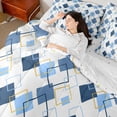 thumbnail image 4 of jejeloiu Modern Geometric Rhombus 7-Piece Twin Bedding Sets,White Blue Bedding Comforter Set For Girls Boys Reversible, 4 of 8