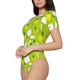 thumbnail image 2 of Balery Green Apple Women's Short Sleevee Crew Neck Bodysuit Tops Short Sleeve Tops Basic-Large, 2 of 9