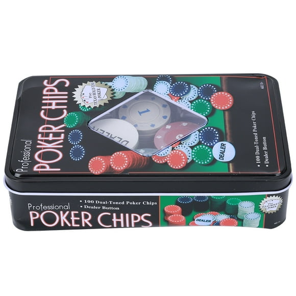 Sonew Jeu pour Adultes, 100pcs Cartes de Jetons de Poker avec Croupier Puce Mallette de Transport Portable pour les Enfants Adultes, Jetons de Poker