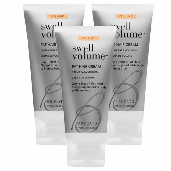 Crema para el cabello Brocato Swell Volume, paquete de 3, 6 onzas: crema voluminizadora y espesante para hombres y mujeres | La crema voluminizadora para cabello graso activada por calor da forma y ag