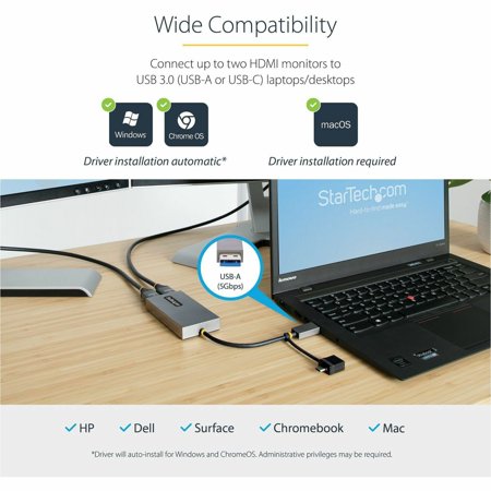 ディスプレイアダプター　ＵＳＢ−Ｃ＆ＵＳＢ−Ａ接続　デュアルディスプレイ　１１ｃｍ　グレー　１０７Ｂ−ＵＳＢ−ＨＤＭＩ　１個（お取寄せ品)