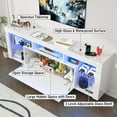 thumbnail image 4 of Blotout 71" Floating High Gloss LED TV Stand for up to 75/85" TVs, Wall-Mounted Entertainment Center with Power Outlets & Hidden Storage Cabinet and Open Adjustable Glass Shelf, White, 4 of 9