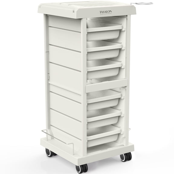 TASALON Upgrade Salon Trolley Cart with Wheels for Salon Station, 6 Drawer Salon Rolling Cart for Extra Storage, Multipurpose Salon Cart, Beauty Cart, Tattoo Cart, Hair Cart for Hair Stylist - White