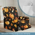 thumbnail image 2 of SCRAWLGOD Fall Decor Recliner Slipcover Lazyboy Recliner Chair Cover 4 Piece Stretch Recliner Couch Covers Small Reclining Cover with Pocket Furniture Protector, Pumpkin Spots Maple Leaf Black, 2 of 7