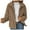 Khaki, variant on WREESH Womens Fall Winter Solid Fleece Jacket Faux Fuzzy Cropped Jacket Long Sleeve Casual Zip Up Coat Outerwear Brown