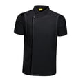 thumbnail image 2 of Chef Coat Jacket Short Sleeve Work Wear Cooking Clothes Catering Shirt Unisex Uniform for Kitchen Cafe Pubs Restaurant Food Industry , Black XXXXL, 2 of 8