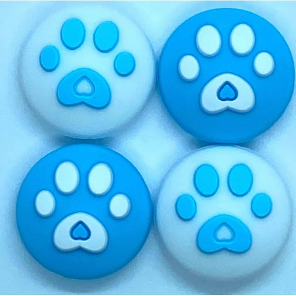 JenDore Blue White  4Pcs Paw Silicone Thumb Grip Caps for Nintendo Switch