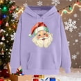thumbnail image 5 of Christmas Hoodies for Women Santa Holiday Graphic Long Sleeve Pullover Sweatshirt with Pocket Purple S, 5 of 5