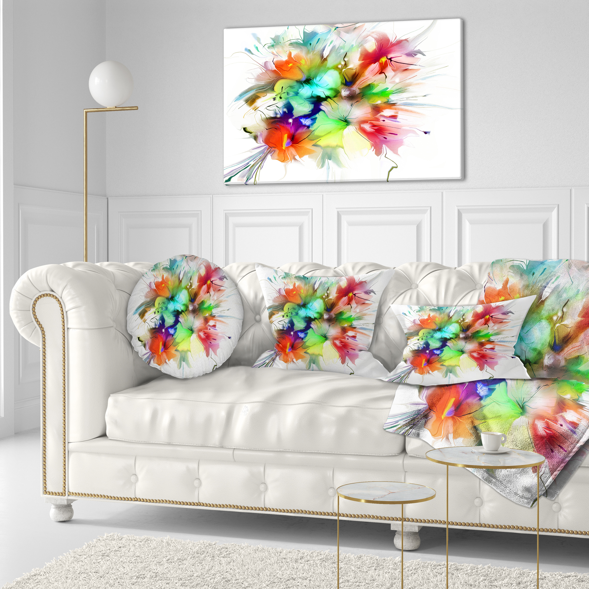 Designart Summer Flowers in Different Colors - Floral Throw Pillow - 12x20