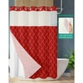thumbnail image 2 of No Hook Shower Curtain with Snap in Liner, Crimson Red Long Wave Pattern Texture Hotel Shower Curtains for Bathroom, Washable Shower Curtain Liner Set with Mesh Top Window, 72”x78”, 2 of 6