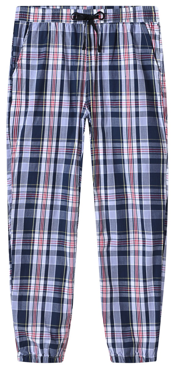 MoFiz Mens Cotton Pajama Bottoms Plaid Sleep Lounge Shorts Woven Sleepwear