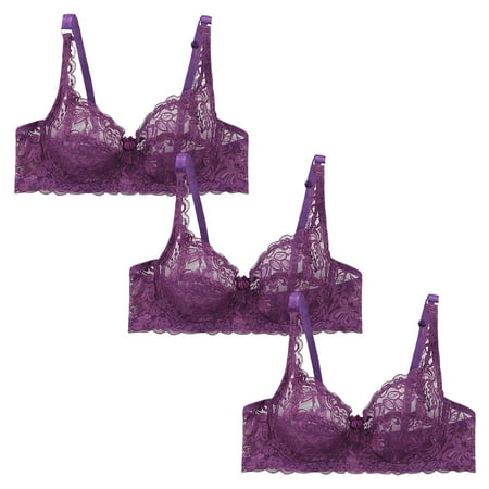 frariair Women s 3-Piece Lace Underwire Bra Set  Adjustable Straps Sexy Lingerie Breathable Comfort for Everyday Wear