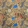 thumbnail image 1 of oneOone Cotton Poplin Yellow Fabric Writing World Trip Doodle Quilting Supplies Print Sewing Fabric By The Yard 42 Inch Wide, 1 of 4