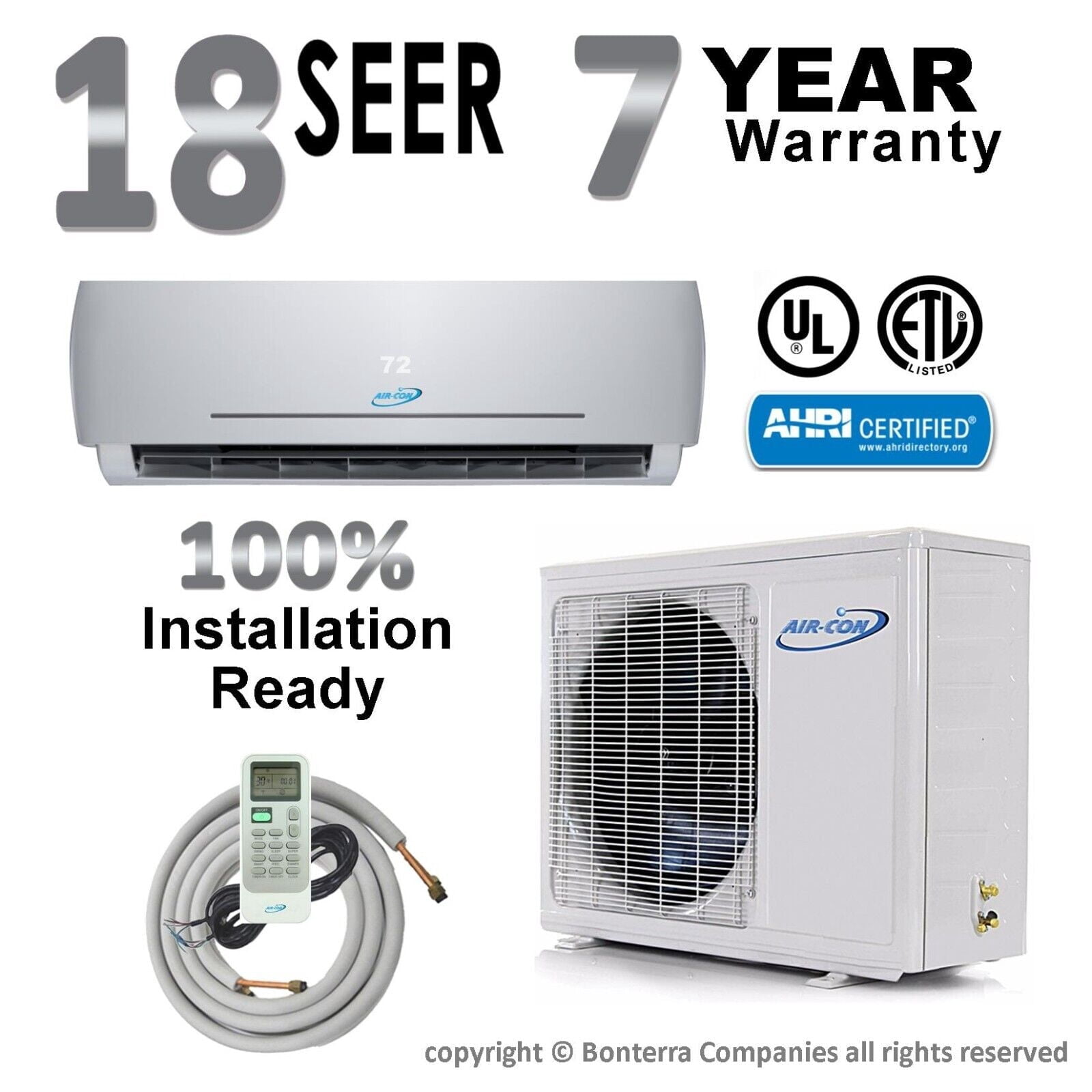 12000 BTU Mini Split Air Conditioner AC Heat Pump Ductless 17.50 Seer 110V Air-Con