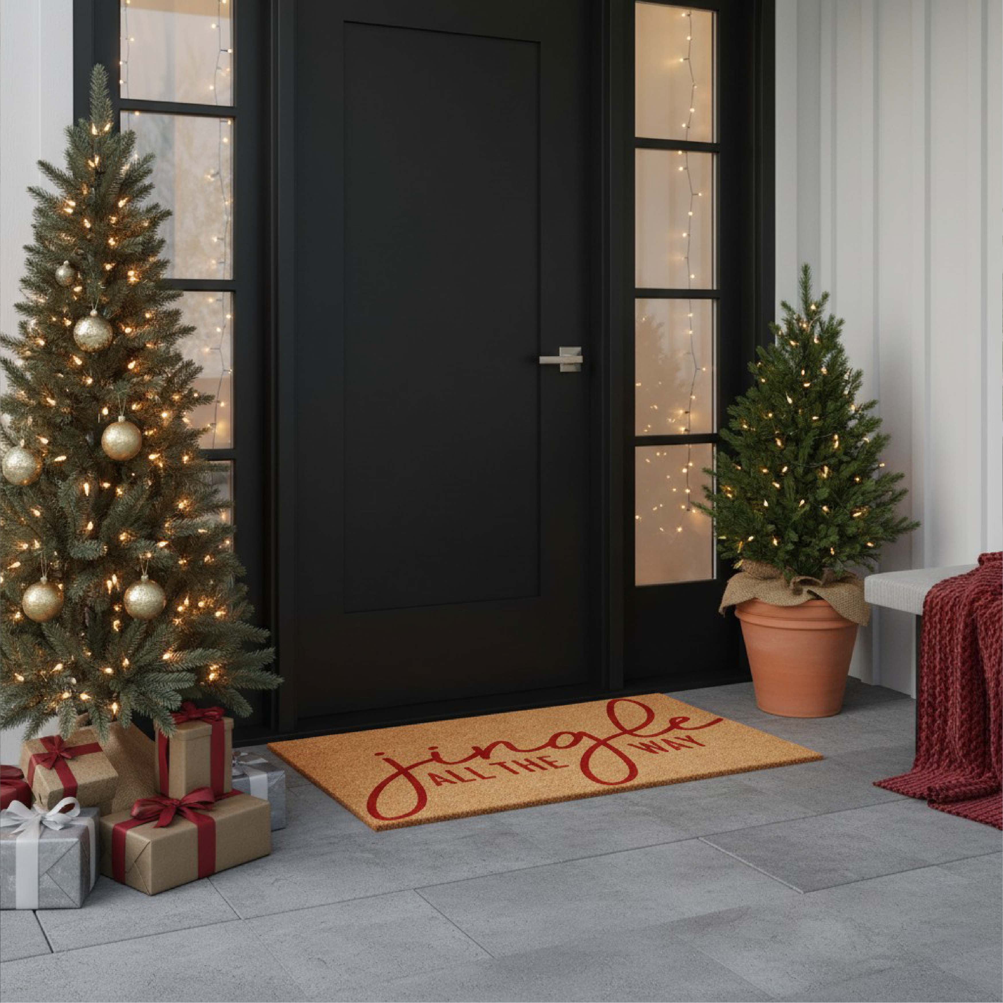 Red Jingle All the Way Doormat 17" x 29"