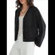 thumbnail image 3 of Cárdigan Grueso de Punto con Cuello en V y Bolsillos para Mujer Negro M, 3 of 10