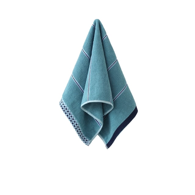Toalla de Algodón de Peluche de Rayas Gruesas, Azul 35x75cm Absorbente Cara Y Toalla de Baño para Uso Doméstico