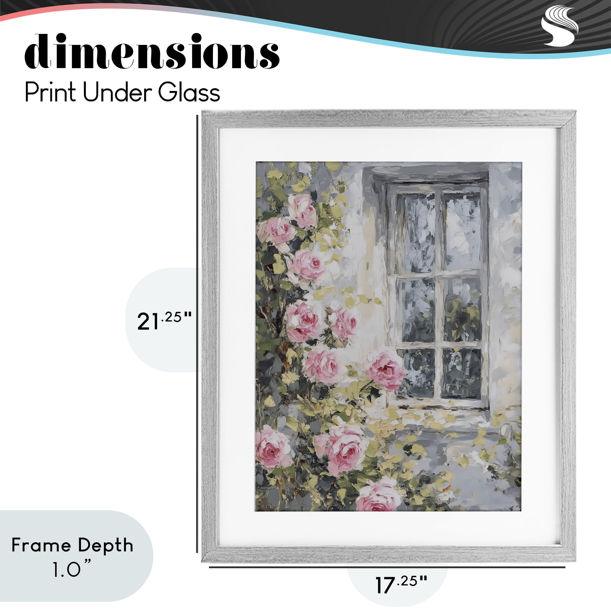 Stupell Industries View Of Roses Cottage Window Gray Framed Print Under Glass, design by LSR Design Studio