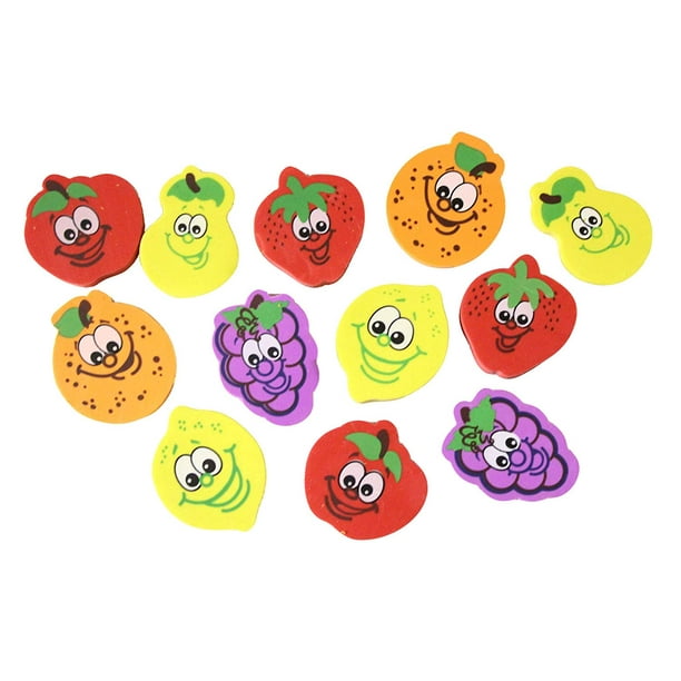 24 (2 Dozen) Large Fruit Erasers Functional Adorable Eraser Novelty