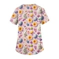 thumbnail image 5 of LTTVQM Women's Easter Scrub Tops 2026 Rabbit Eggs Graphic Happy Short Sleeve Clothes Loose Fit V Neck Holiday Shirts with Pockets Pink 4XL, 5 of 5
