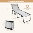 thumbnail image 3 of Gymax 2 PCS Folding Chaise Lounge Portable Lay Flat Reclining Chair w/ 4-Level Backrest Side Pocket Gray, 3 of 10