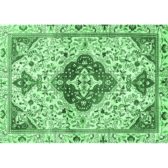 Ahgly Company Indoor Rectangle Persian Emerald Green Traditional Area Rugs, 2' x 5'