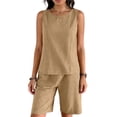 thumbnail image 2 of Haivin Women's Round Neck Tank Top and Capri Pants Set with Pockets, Casual Comfort for Daily Wear and Leisure Activities, 2 of 6