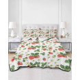 thumbnail image 2 of Quilts Twin Size Bedding Set, Strawberry Lightweight Quilted Comforter, Fruits Green Palm Leaves Red Watercolor Soft Reversible Bedspread Coverlet with Pillow Covers for All Season, 68" x 86", 2 of 7