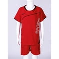 thumbnail image 3 of Rswnyirn Kids Boys Football Basketball Uniform Athletic T-Shirts with Shorts Set Sportwear Red 12, 3 of 7