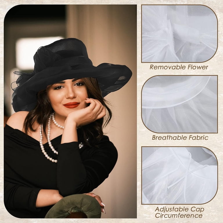 Elegant Church Derby Hat Women Fascinator Adjustable Polyester Fiber Women Church Hats Formal Kentucky Dress Derby Hats with  main image 4
